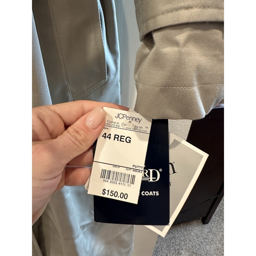 New Stafford Men's Tan Trench Coat 44 Regular - Picture 2 of 15